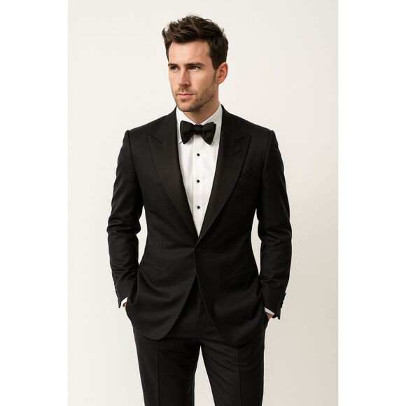 Tom Ford Mens wool mohair tuxedo Black blazer Made in Italy Size 56 R - Picture 1 of 10